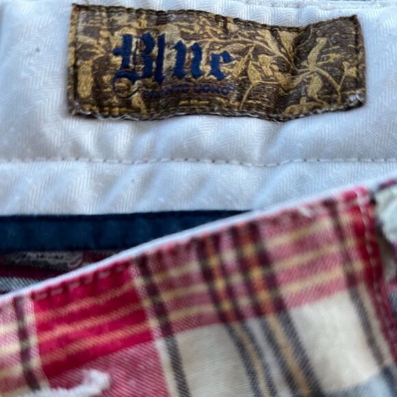 Men’s Patchwork Madras F/F Shorts by Blue Size 34 - Picture 6 of 7